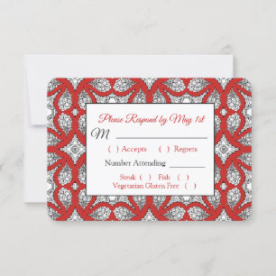 RSVP-Karte für Schwarz und Rot RSVP Karte