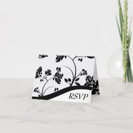 RSVP-Karte für Schwarz-Weiß-Blumenzehen Einladung