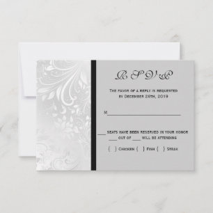 RSVP-Karte für Schwarz/Weiß-Damaske RSVP Karte