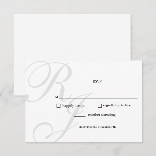 RSVP-Karte für Schwarz-Weiß-Hochzeit RSVP Karte (Vorne/Hinten)