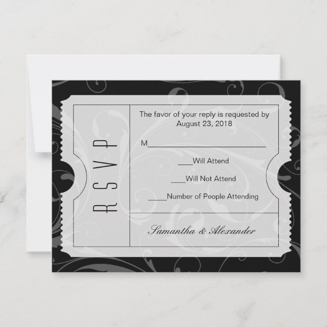 RSVP-Karte für Schwarz-Weiß-Hochzeit RSVP Karte (Vorderseite)