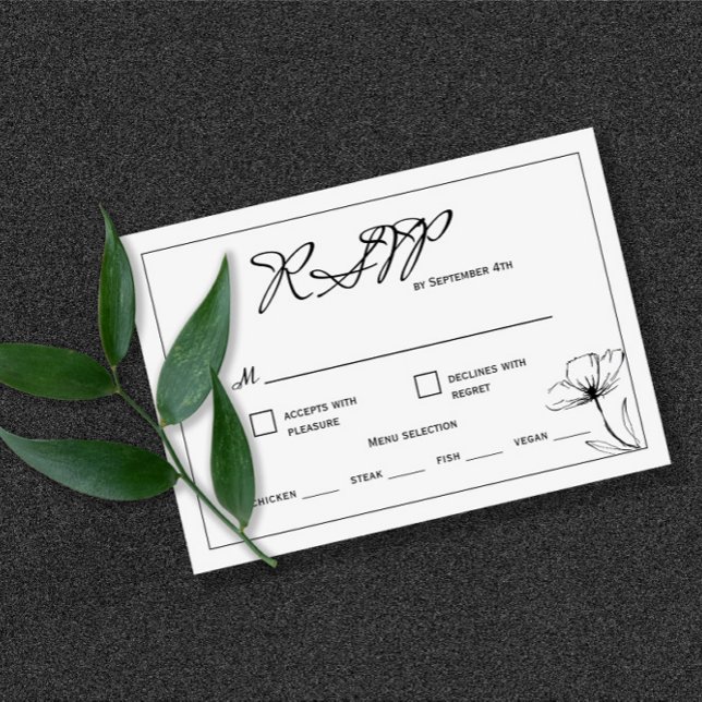 RSVP-Karte für Schwarz-Weiß-Hochzeit RSVP Karte (Von Creator hochgeladen)