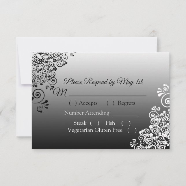 RSVP-Karte für Schwarz-Weiß-Hochzeit RSVP Karte (Vorderseite)