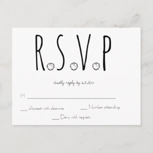 RSVP-Karte für Schwarz-Weiß-Muschel Postkarte