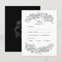 RSVP-Karte für Schwarz/Weiß-Rokoko