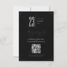 RSVP-Karte für Schwarz-Weiß-Vintage-Hochzeit