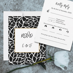 RSVP-Karte für Schwarz-weißes Abstraktes Folienzmu Einladung
