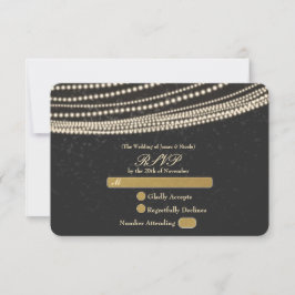 RSVP-Karte für schwarze Nacht mit Sky & String Lig RSVP Karte