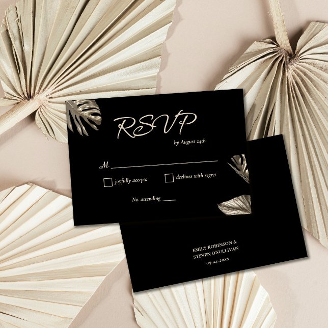 RSVP-Karte für Schwarze und goldene Botanische Hoc RSVP Karte (Von Creator hochgeladen)
