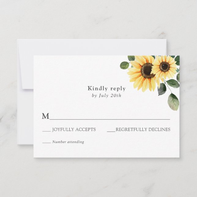 RSVP-Karte für Sonnenblumen Einladung (Vorderseite)