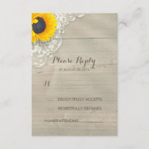 RSVP-Karte für Sonnenblumen und Holz