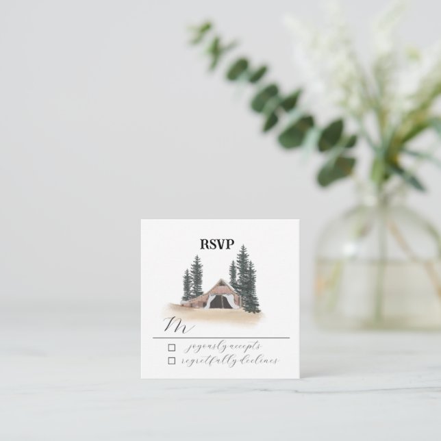 RSVP-Karte für Stall Wedding Begleitkarte (Stehend Vorderseite)