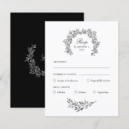 RSVP-Karte für stilvolle, schwarz-weiße Mahlzeiten RSVP Karte