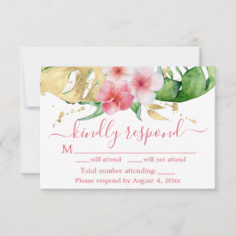 RSVP-Karte für tropisch rosa Pfirsichblütenblütenb Dankeskarte