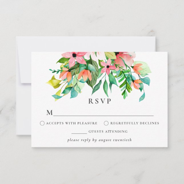 RSVP-Karte für tropische Flora RSVP Karte (Vorderseite)
