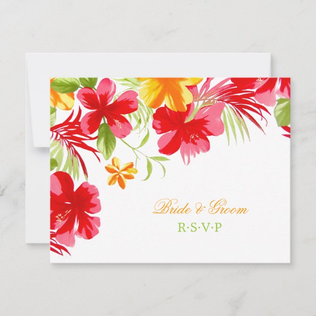 RSVP-Karte für tropische Hibiskus RSVP Karte (Vorderseite)