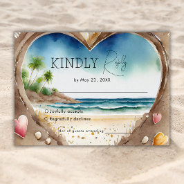 RSVP-Karte für tropische Hochzeiten am Strand von Mitteilungskarte
