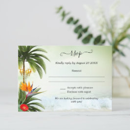 RSVP-Karte für tropische Hochzeiten in Urlaubsort Einladung