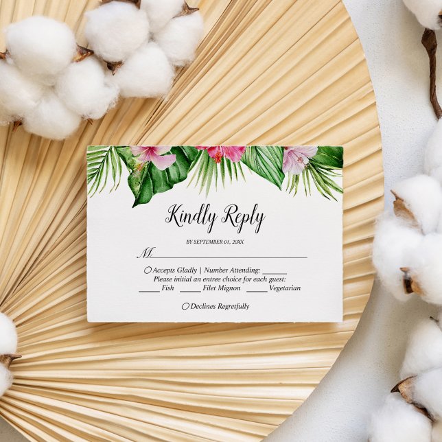 RSVP-Karte für tropische Hochzeiten mit Wasserfarb RSVP Karte (Von Creator hochgeladen)