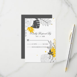 RSVP-Karte für tropisches Gelb und Weiß RSVP Karte