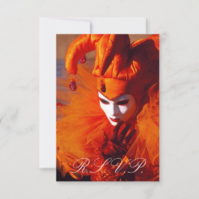 RSVP-Karte für venezianische Maske RSVP Karte (Vorderseite)