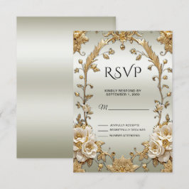RSVP-Karte für Verzierte, goldene Blume RSVP Karte