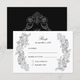 RSVP-Karte für viktorianische Schwarz-Weiß-Hochzei RSVP Karte