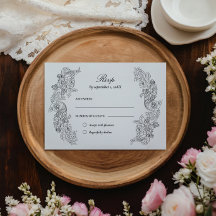 RSVP-Karte für viktorianische Schwarz-Weiß-Hochzei