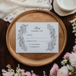 RSVP-Karte für viktorianische Schwarz-Weiß-Hochzei RSVP Karte