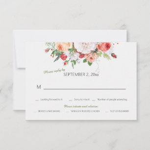 RSVP-Karte für Vintag-Gartenblumenhochzeiten Einladung