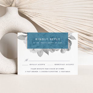 RSVP-Karte für Vintage Blumenkost   Cerulean RSVP Karte
