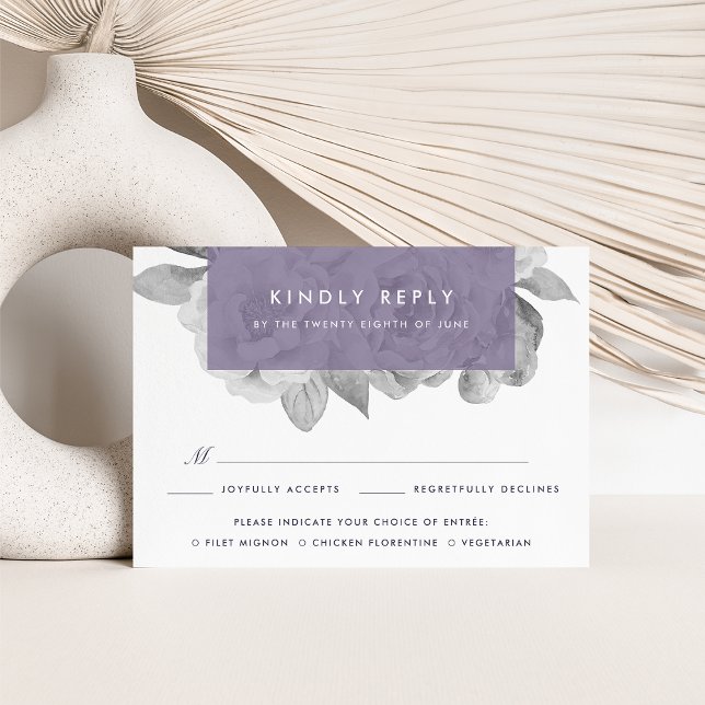 RSVP-Karte für Vintage Blumenkost | Violett RSVP Karte (Von Creator hochgeladen)
