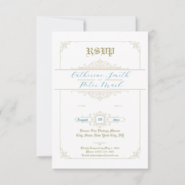 RSVP-Karte für Vintage Charm-Hochzeit (Rückseite)