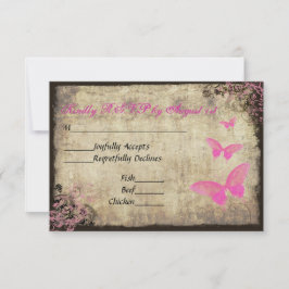 RSVP-Karte für Vintage Schmetterlingsbrille, rosa RSVP Karte