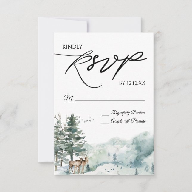 RSVP-Karte für Wälder in Aquarellwäldern RSVP Karte (Vorderseite)