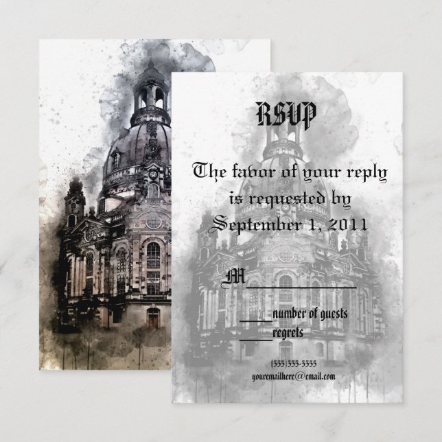 RSVP-Karte für Wasserfarben Einladung (Vorne/Hinten)