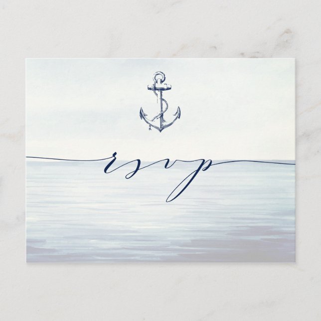 RSVP-Karte für Wasserfarben im Nautischen Anker Postkarte (Vorderseite)