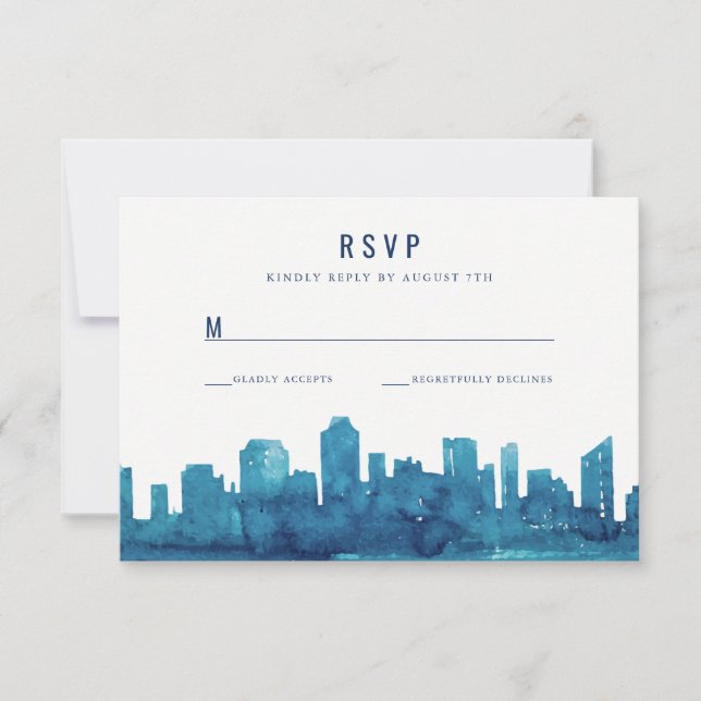 RSVP-Karte für Wasserfarben in der Stadt RSVP Karte (Vorderseite)
