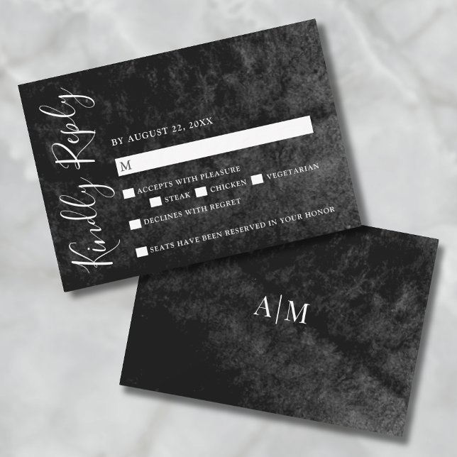 RSVP-Karte für Wasserfarben, Schwarz und Weiß RSVP Karte (Watercolor Black And White Wedding RSVP Card )