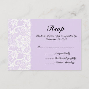 RSVP-Karte für weiße Spitzen und Lilac Wedding RSVP Karte