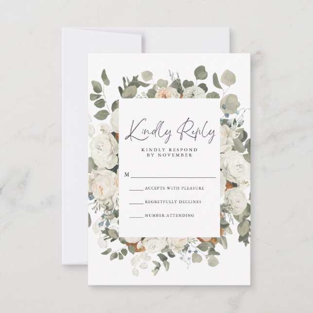 RSVP-Karte für weißes Flor RSVP Karte (Vorderseite)