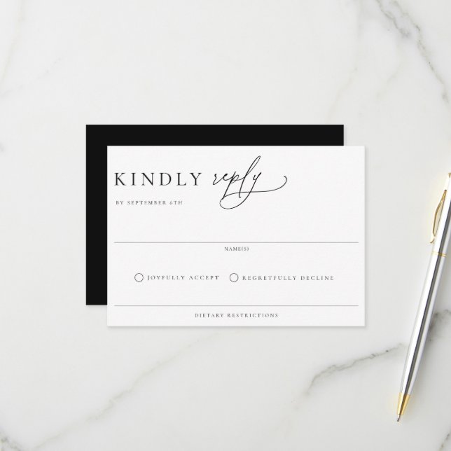 RSVP-Karte für zeitgenössische Minimalistische Hoc RSVP Karte (Vorderseite/Rückseite Beispiel)