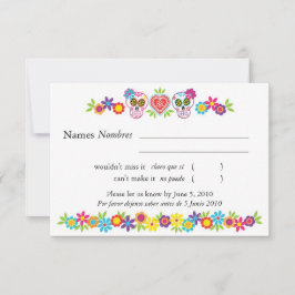RSVP-Karte für Zuckerschädel und Blume RSVP Karte