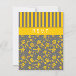 RSVP-Karte Gelb und Graublütenstreifen Einladung