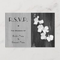 RSVP-Karte Hochzeit - Schwarz & Weiß Orchideen Bar