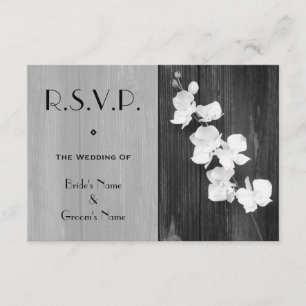 RSVP-Karte Hochzeit - Schwarz & Weiß Orchideen Bar RSVP Karte