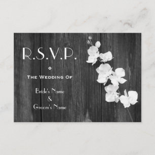 RSVP-Karte Hochzeit - Schwarz & Weiß Orchideen Bar RSVP Karte