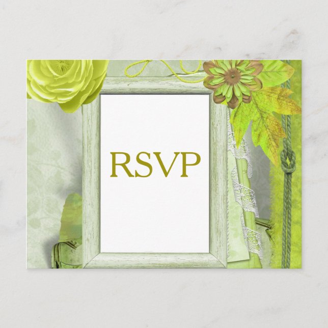 RSVP-Karte in hellgrün Einladungspostkarte (Vorderseite)