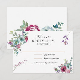 RSVP-Karte Minze und Mauve Aquarellblume RSVP Karte