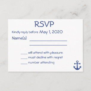 RSVP-Karte mit Ankern für eine weiße Nautische Hoc RSVP Karte